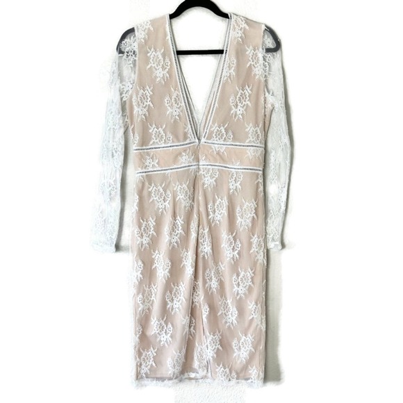 Flying Tomato White & Cream Lace Sheath Dress Size Large - Picture 2 of 7